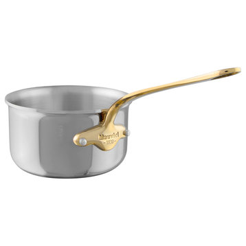 Mauviel M'Cook B Stainless Steel Sauce Pan With Brass Handle, 2.6-qt
