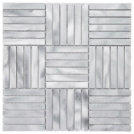 Modket Aluminum Metallic Metal Parquet Mosaic Tile Kitchen Backsplash TDH367AL