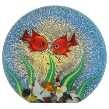 GlassOfVenice Murano Glass Aquarium With Goldfish and Sun