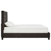 Andrian Button Tufted Linen Upholstered Panel Bed, Dark Grey, King