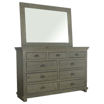 Willow Dresser, Distressed Dark Gray, With Mirror