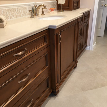 Custom Handcrafted Bathroom Vanity, Medium Stain, Traditional Design