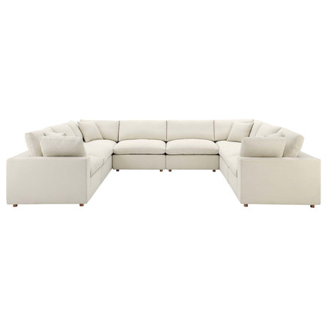 Modular Sectional Deep Sofa Set, Beige, Fabric, Modern, Lounge Cafe Hospitality