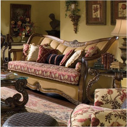 AICO Furniture - Oppulente Wood Trim Channel Back Sofa - 67815-RDGLD-52 / 67815- - Fabric