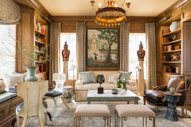 Inspiration for a zen enclosed living room library remodel in DC Metro