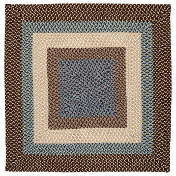 Montego Bright Brown 5' Square, Square, Braided Rug