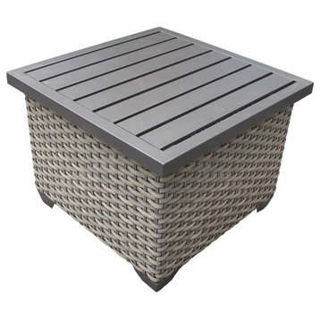 TK Classics Florence Patio Wicker End Table in Gray Stone