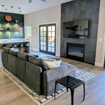 Open-Concept Living Room with Fireplace