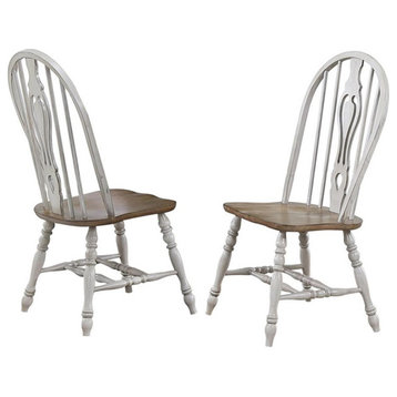 Sunset Trading Country Grove 18" Wood Keyhole Dining Chairs in Gray (Set of 2)