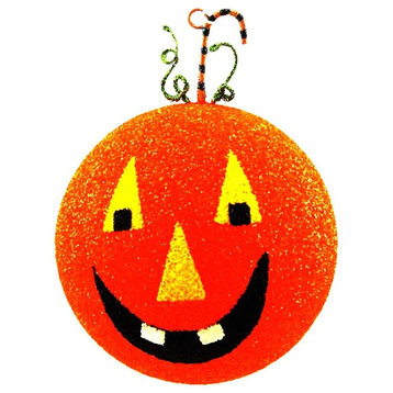 Halloween Jack Pumpkin Ornament Styrofoam/Glitter 67957 Triangle