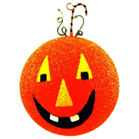 Halloween Jack Pumpkin Ornament Styrofoam/Glitter 67957 Triangle