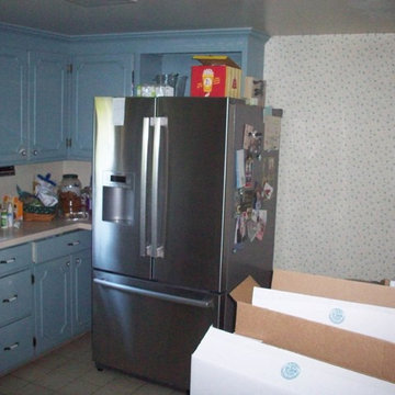 This wall was opened, in order to make the kitchen moderately larger