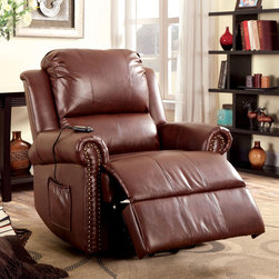 PATTON CM-RC6997 POWER LIFT BROWN LEATHERETTE RECLINER - Recliner Chairs