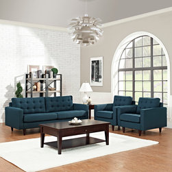 Empress Modern Azure Fabric Sofa Set - $2521.11 - Living Room Furniture Sets