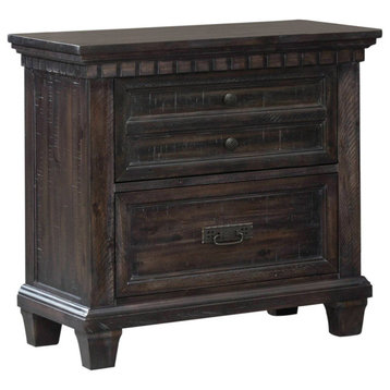 Transitional Nightstand, Unique Design With Built-in LED light Underneath, Black