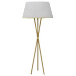 Dainolite - 1-Light Modern Tripod Floor Lamp Gabriela, White/Gold, Aged Brass - 1 Light Tripod Aged Brass Floor Lamp with White and Gold Shade