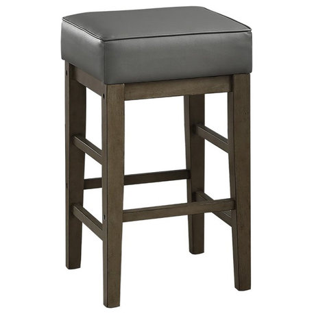 Lexicon Pittsville 26" Faux Leather Counter Stool in Antique Gray (Set of 2)