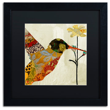 Color Bakery 'Hummingbird Brocade III' Art, Black Frame, Black Matte, 16"x16"