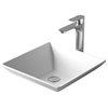 Karran White Acrylic 16" Square Vessel Sink With Faucet Kit, Stainless Steel