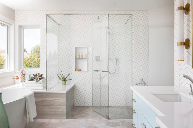 Transitional Bathroom by LD&A