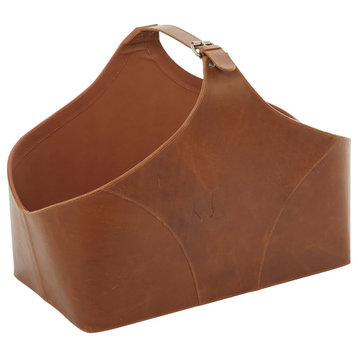 Modern Brown Leather Magazine Holder 560968