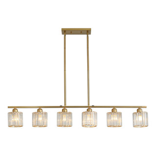 LOG BARN Gold Chandelier, Brass Chandelier for Dining Room, Gold Light Fixtures for Sitting Room, Bedroom, 6-Light, 22.5インチ直径 Uolfin Modern Antique Gold Drum Island Chandelier Light, 3-Light