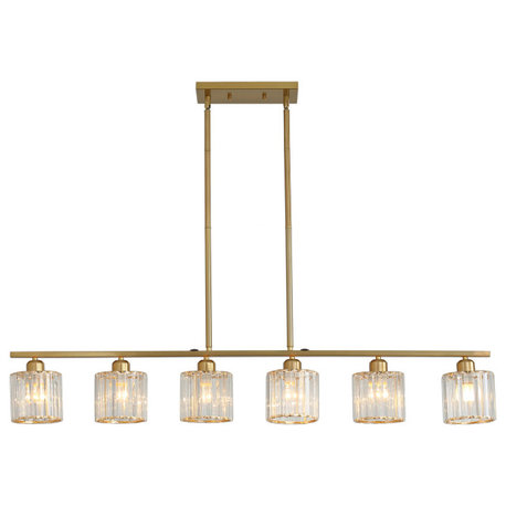 6-Light Linear Kitchen Island Pendant Lighting, Gold