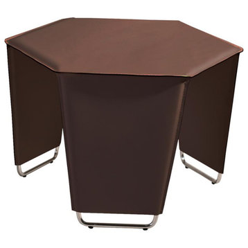 End table Leather upholstry with chrome legs Brown