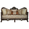 ACME Devayne Sofa With 6 Pillows, Fabric/Dark Walnut
