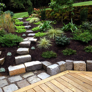 Portland, Oregon Garden on a Slope with New Deck