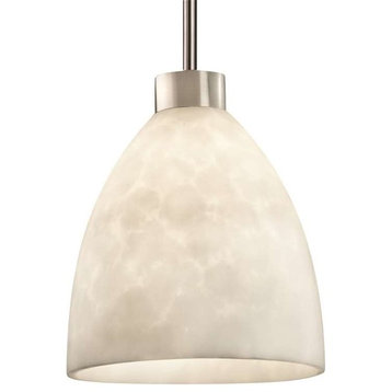 Clouds Large Pendant With Cord, Short Tapered Cylinder, Brushed Nickel