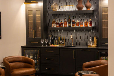 Inspiration for a transitional home bar remodel in Chicago