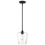 Savoy House - Octave 1-Light Mini Pendant, Black - Add light and style in spades to your design with the Octave mini pendant. This striking fixture features a black metal frame and a shapely glass shade, resulting in a look that fits seamlessly in contemporary and transitional homes.