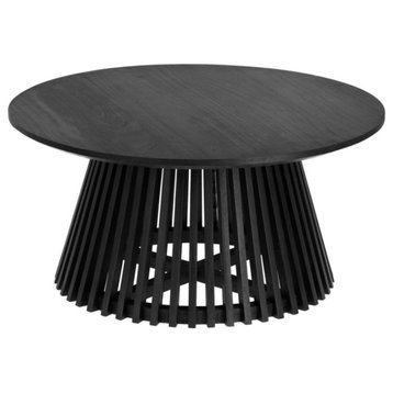 Round Black Teak Wood Pedestal Coffee Table | La Forma Jeanette