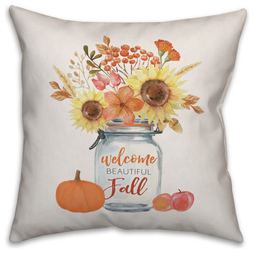 Welcome Beautiful Fall 16"x16" Throw Pillow Cover