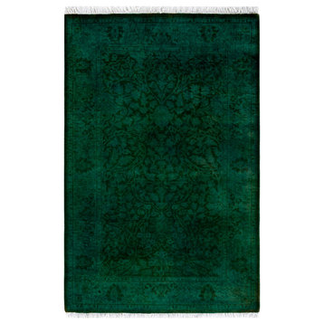 Fine Vibrance, One-of-a-Kind Hand-Knotted Area Rug Green, 2' 7" x 4' 2"