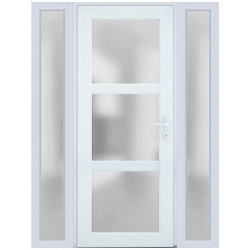 Front Exterior Prehung Door Frosted Glass / Manux 8552 White / 64 x 80" Left In
