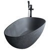 Freestanding solid surface concrete bathtub with overflow and pop-up drain, Gray