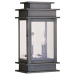 Livex Lighting - Princeton Outdoor Wall Lantern, Vintage Pewter - The Princeton collection is a fresh interpretation on the classic English pocket lantern.  Hand crafted solid brass, our Princeton fixtures are built for lasting beauty. This outdoor wall light features a vintage pewter finish and clear glass. This old world charm is built to last.