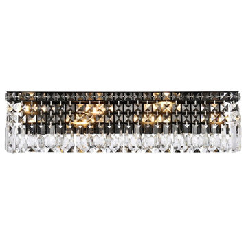 Elegant Lighting Maxime 6 Light Wall Sconce, Black/Clear - V2032W26BK-RC
