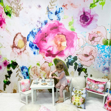 Hand Painted Wallpaper Wall Mural Floral Watercolor for Accent Wall