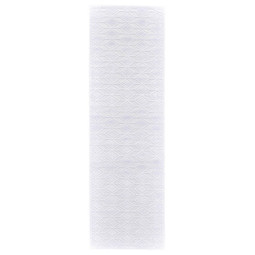 Weave & Wander Qazi Textured Lustrous Geometric Rug, White, 2'6"x8'