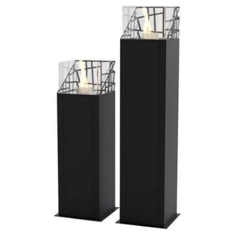 Decoflame Dubai Square Free-Standing Outdoor Fireplace, White, Lounge (compact)
