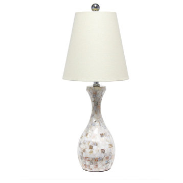 Lalia Home Malibu Curved Mosaic Seashell Table Lamp with Chrome Accents
