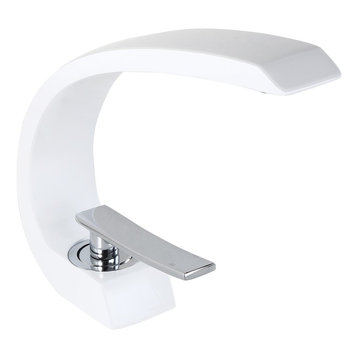 Modern 1-Handle Bathroom Sink Faucet with Pop Up Drain, White