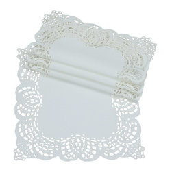Xia Home Fashions - Dainty Lace 12" Square Doily, White, Set of 4 - Placemats