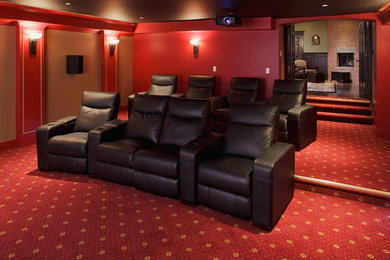 Photo of a traditional home theatre in Calgary.
