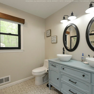 New Black Window in Gorgeous Bathroom - Renewal by Andersen NJ / NYC