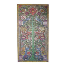 Mogulinterior - Cosnigned Antique Colorful Garden  KALPAVRIKSHA TREE OF Dreams Door Panel - Wall Accents
