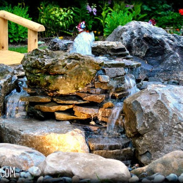 One-of-a-Kind Water Feature by Full Service Aquatics. Project site Chatham, NJ.